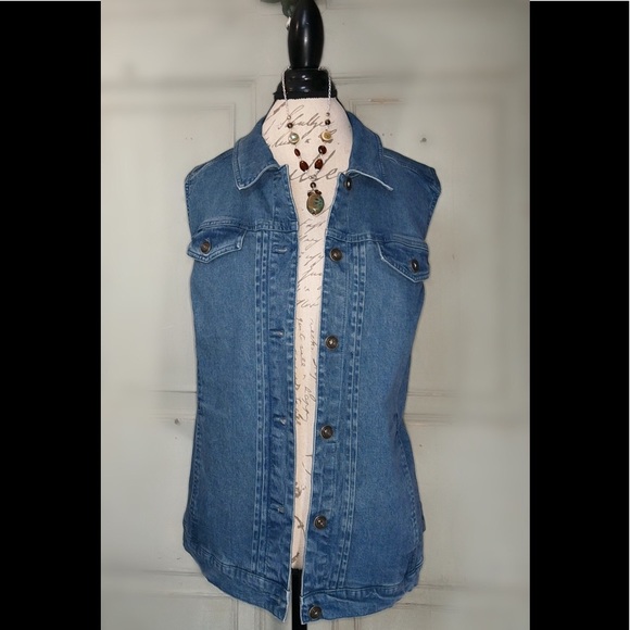 Denim&Co Jackets & Blazers - Denim and Co. blue denim vest fun girly trendy